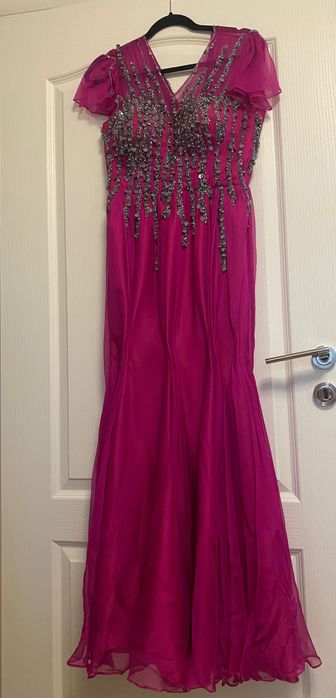 Rochie fucsia din matase naturala marimea S-M