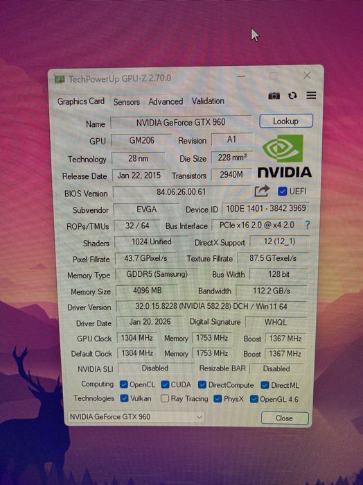 Placa video EVGA NVIDIA GeForce GTX 960 4GB