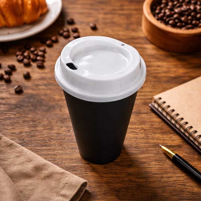 Pahar cafea pentru băuturi calde cu capac, reutilizabil, plastic rigid, practic și rezistent