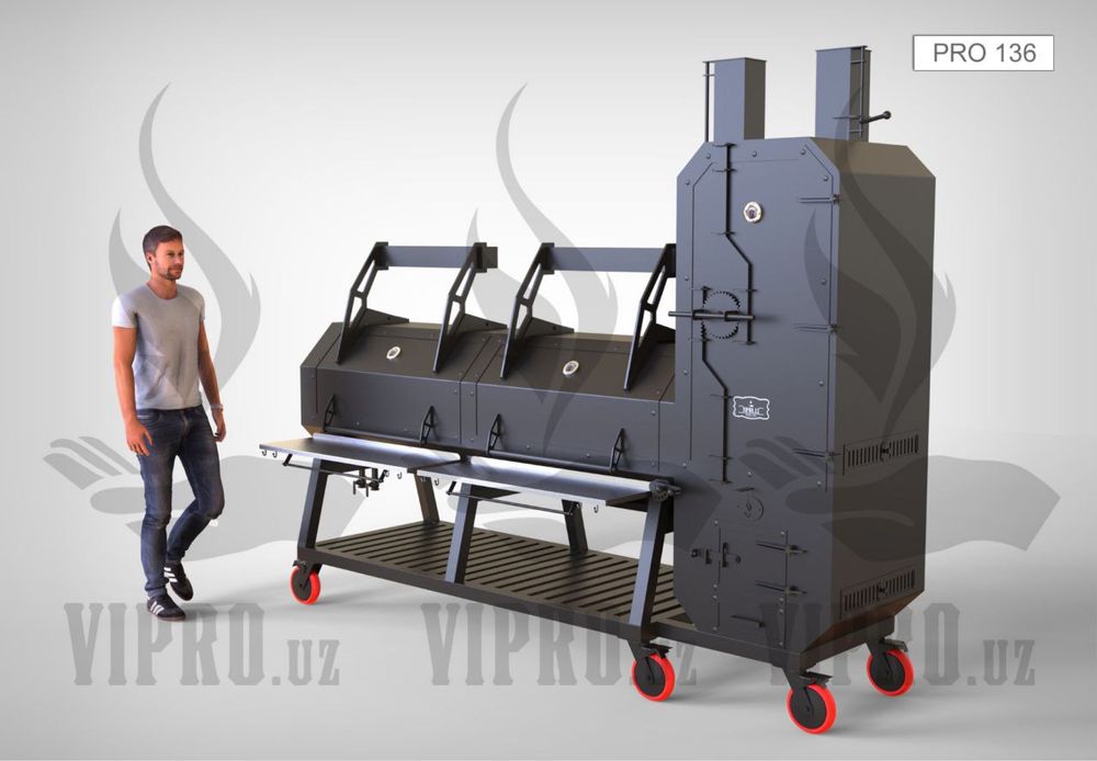Смокер-гриль-коптильня «PRO-136»,профессиональный смокер,мангал