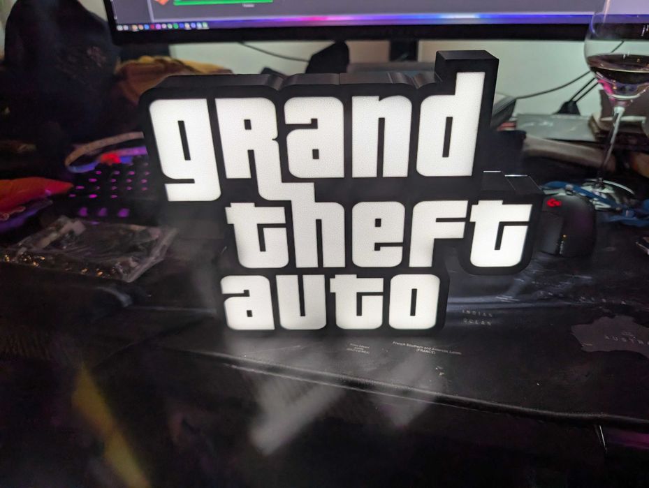 Lampa Decorativă Logo GTA - Print 3D Premium (25x20cm)