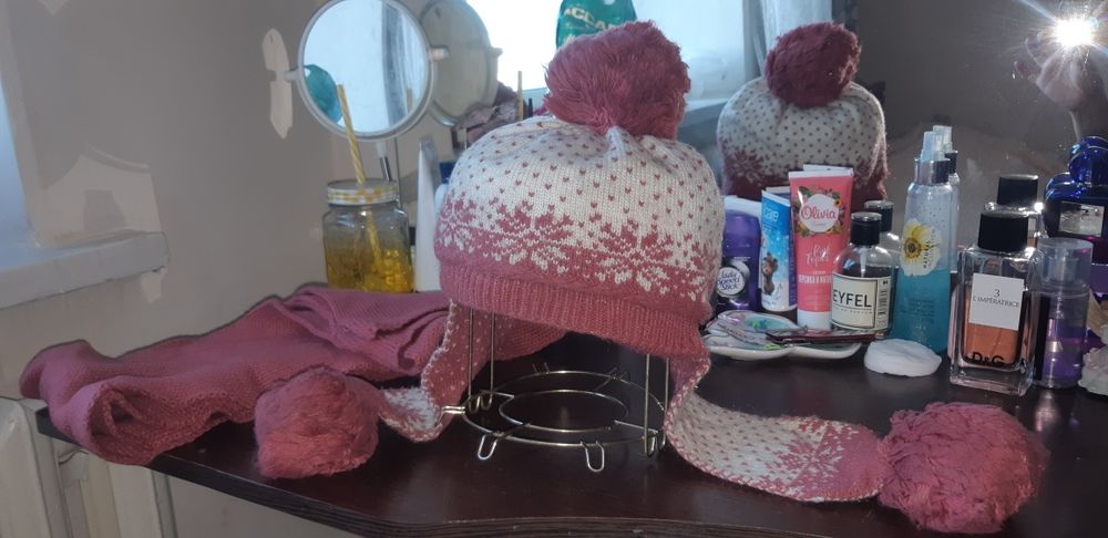 Шапка + шарф на девочку зима