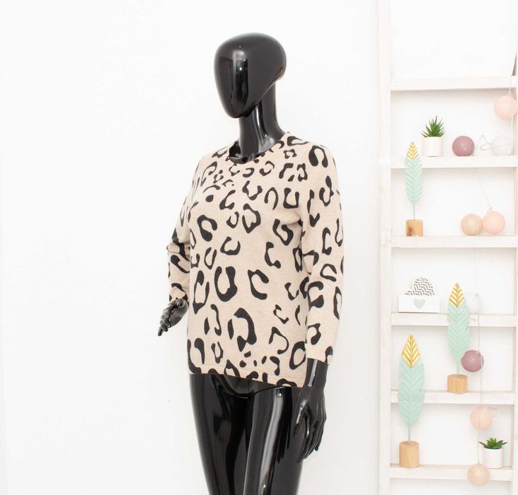 Gharani Strok London дамски пуловер от 100% кашмир животински принт L