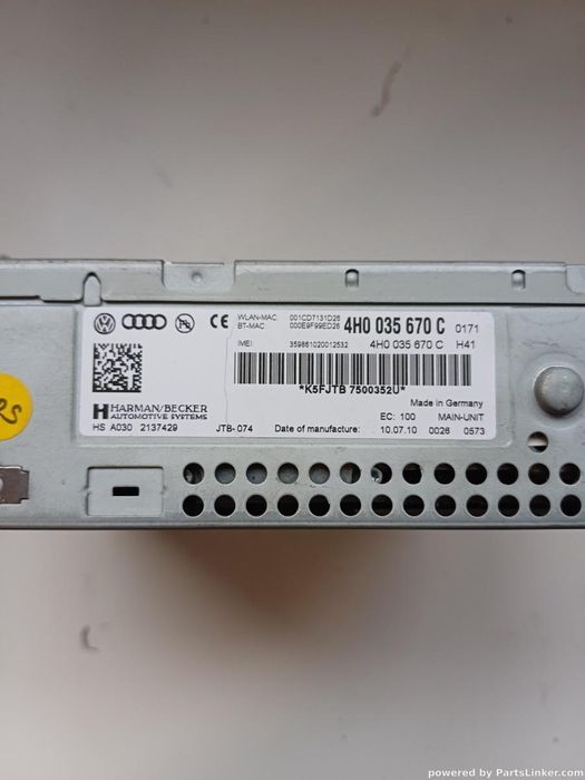 Interfata Audio Audi A8 Iii (4H2, 4H8, 4Hc, 4Hl) [ 2009 - 2018 ] Oem 4H0035670C
