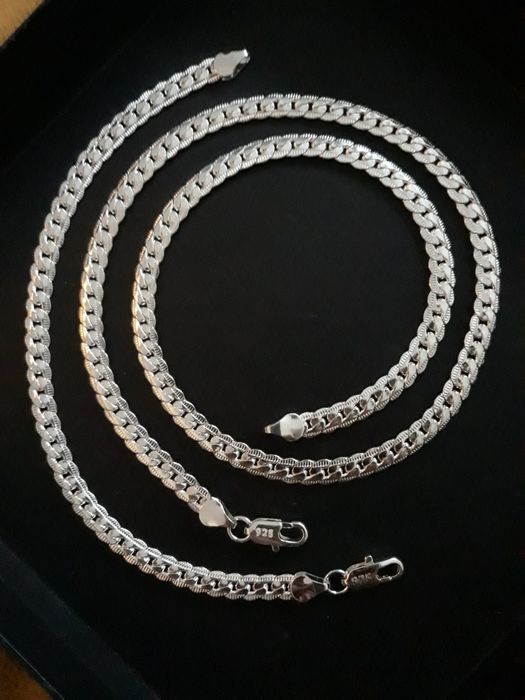 Нов сребърен синджир сребърно колие