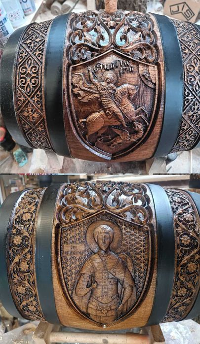 Буре с дърворезба за ракия