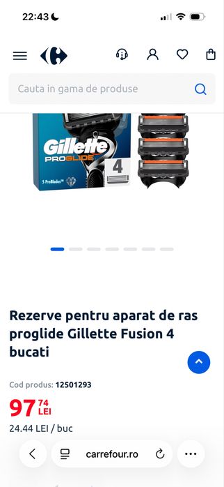 Rezerve pentru aparat de ras proglide Gillette Fusion 4 bucati