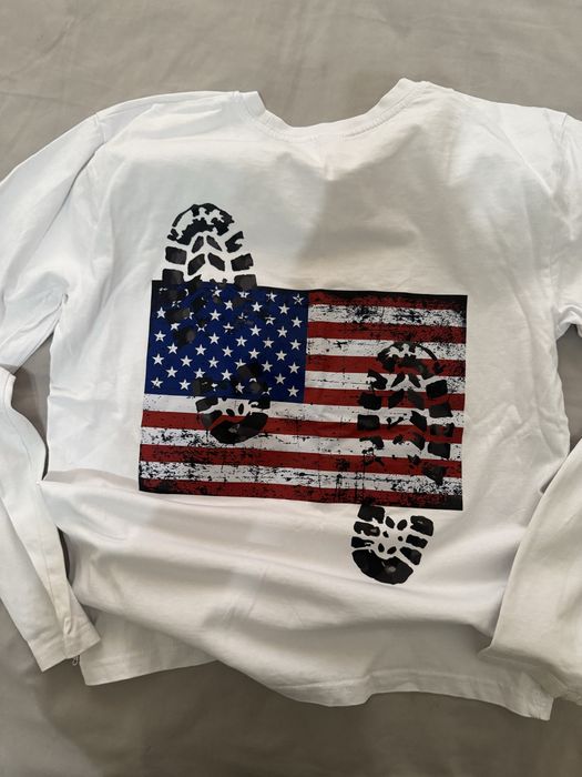 Белый лонг с флагом сша