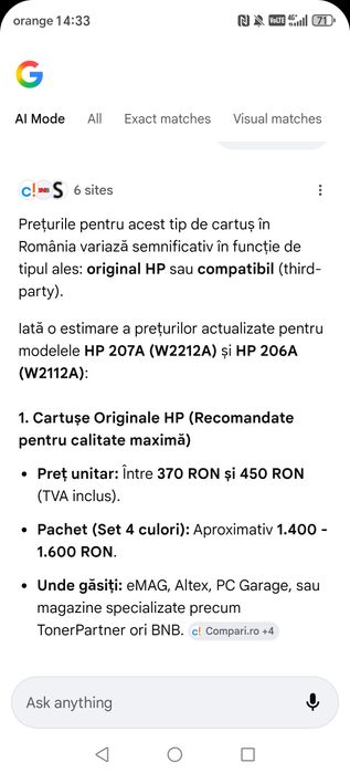 Cartuș de toner HP color laser jet nou