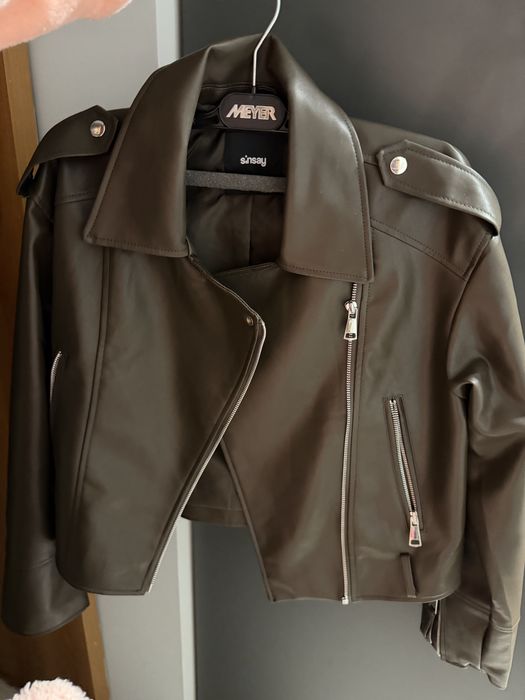 кафяво кожено яке Sinsay