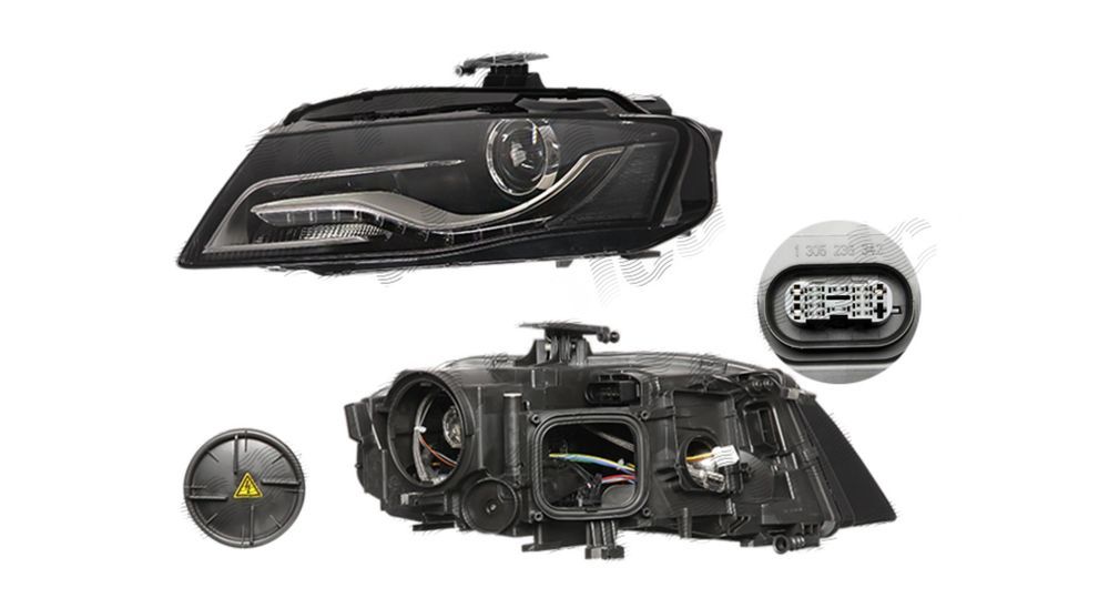 Far Audi A4/S4, 06.2011, montare fata, stanga/dreapta, bi-xenon; cu DRL LED, lumini de zi; D3S+LED; electric; fara bec xenon; fara balast; fara modul