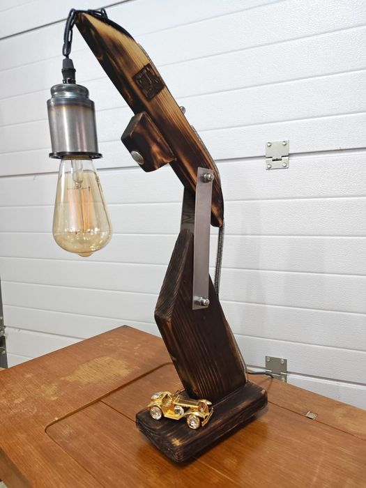 Lampa decorativa din lemn stil steampunk