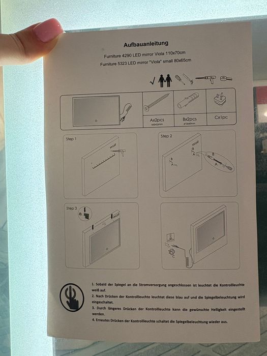 Oglindă led pentru baie