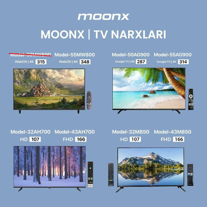 Телевизоры Moonx 32M850 2 пултовые (даставка бесплатно)