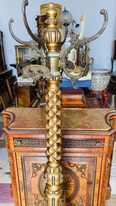 Cuier Vintage Lemn Masiv Bronz Antic