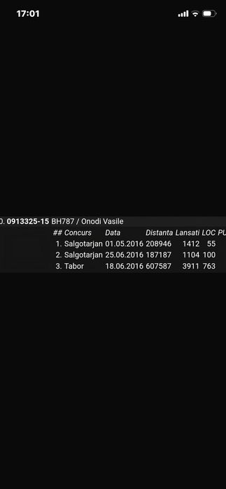 Vând porumbei fond-maraton cu clasări