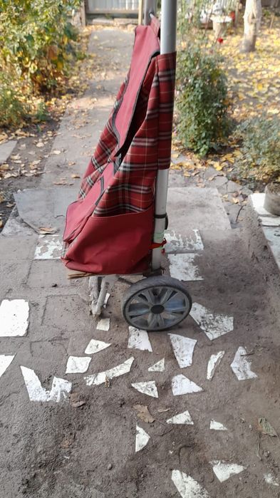 Тележка с сумкой для продуктов.