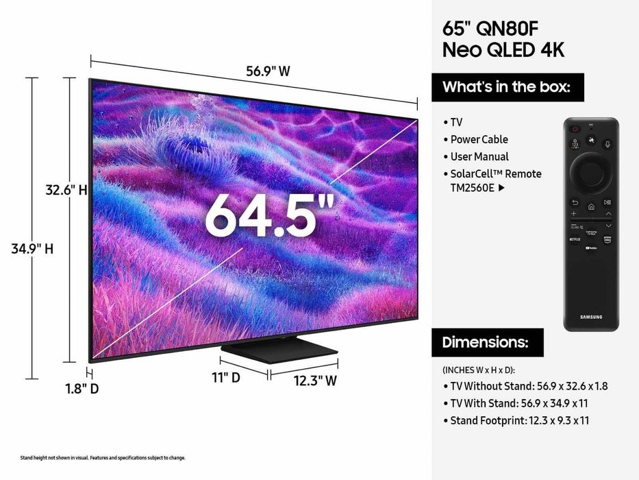 Телевизор/TV/ТВ/ Samsung 85"65: Neo QLED QN80F 4K Mini LED, из (2025)