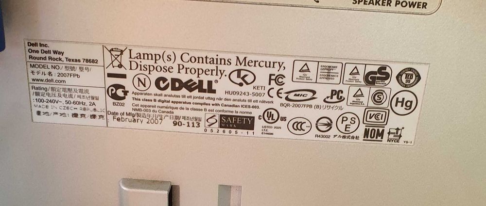 Монитор Дел 2007FPB - 2007FPB 20.1" Ultrasharp 1600x1200 Flat Panel