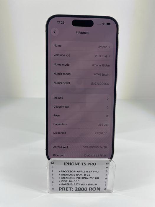 Iphone 15 Pro 256GB Produse In Stare Excelenta