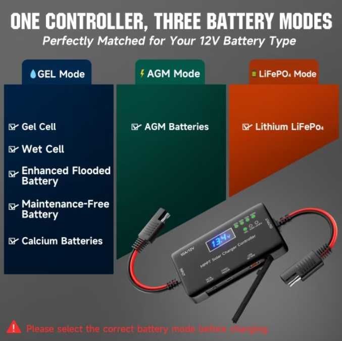 Controler de Incarcare Solara MPPT Digital + LifePo4 - 12V/10A