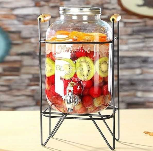 Ретро буркан за напитки 4Л с кранче/канелка и поставка