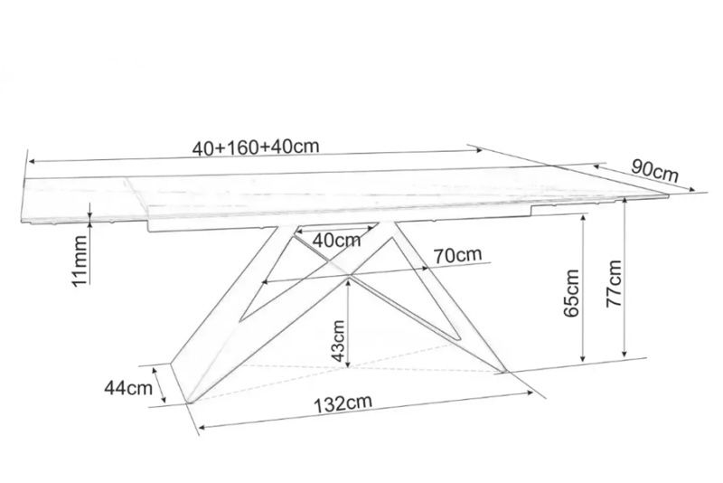 Masa extensibila blat ceramica si sticla securizata (160-240cm)