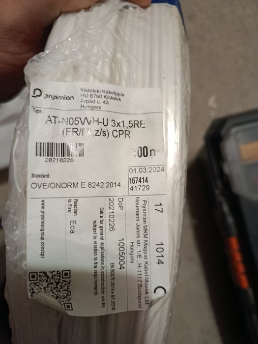 Cablu branșament 3x10, cablu prize 3x1,5