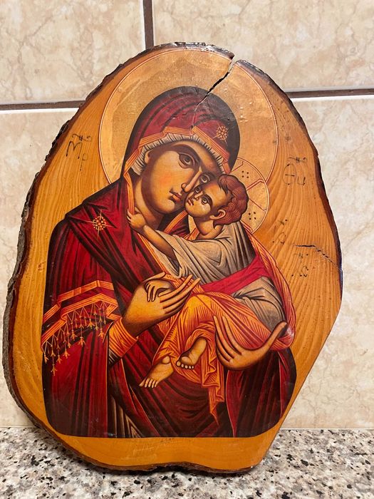 icoana veche pe lemn natur icoana veche dim28x24cm icoana veche lemn