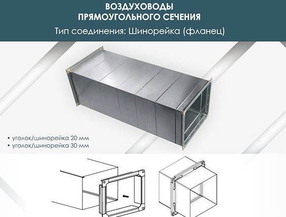 Воздуховоды прямоугольного сечения тип шинореечный