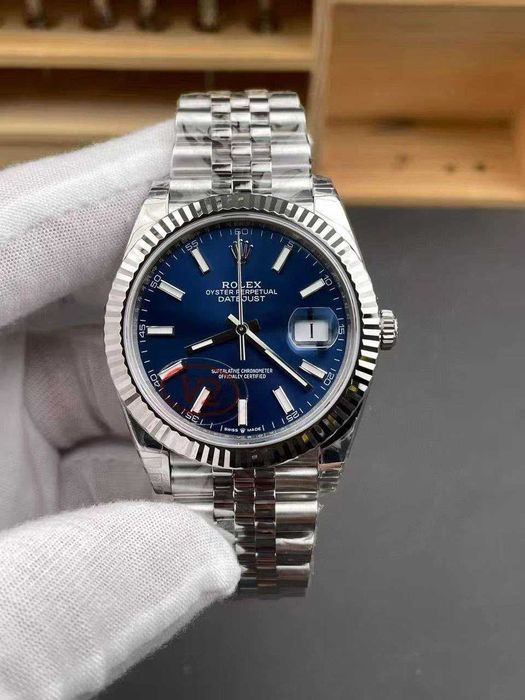 Rolex Datejust Steel Fluted Blue Dial Jubilee 41mm