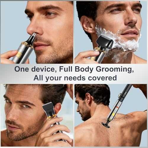 Нов Hatteker 4 в 1 тример за гръб и тяло с удължаваща дръжка водоустойчив LCD дисплей за мъже