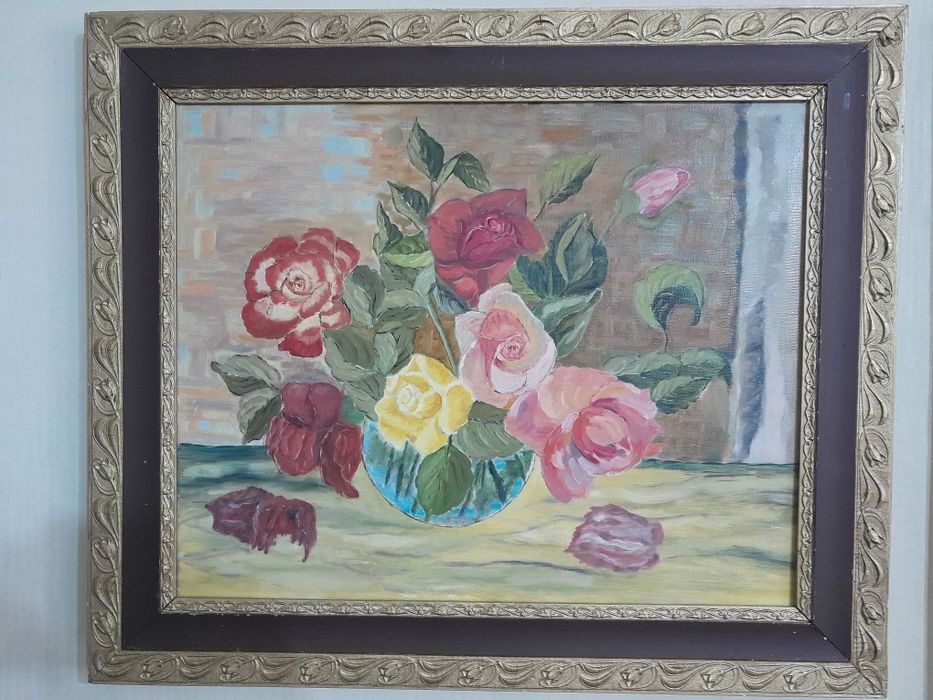 53смx63см външен размер стара картина на платно рисувана с маслени бои