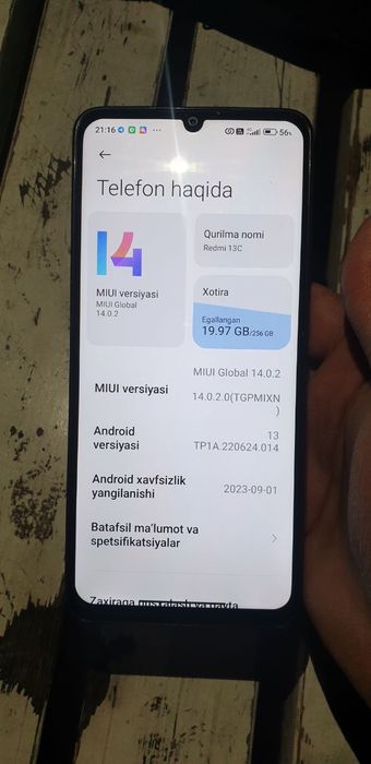 Redmi 13 C  hotirasi 256gb