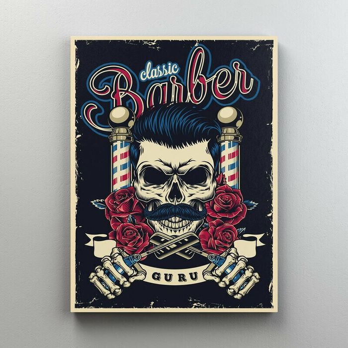 Оформление барбершопа: интерьер, постеры,объемные буквы, неон, печать.