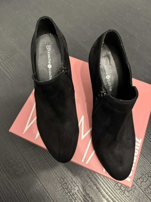 Боти с ток от велур, 40 номер