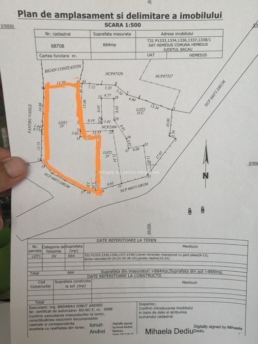 De vânzare lot casa de 664 mp în Hemeiusi