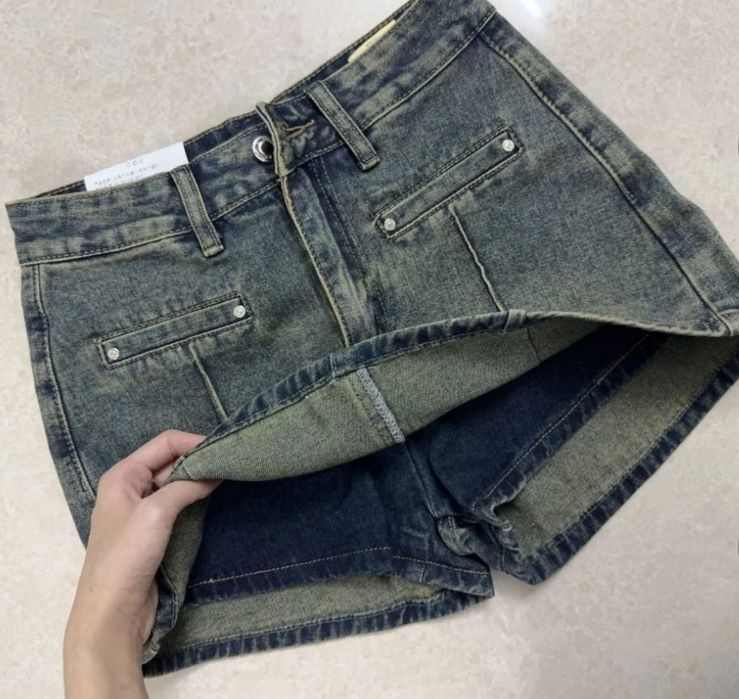 Винтажная джинсовая юбка-шорты