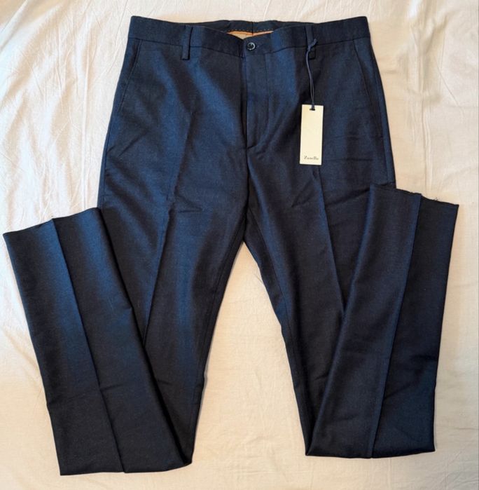 Pantaloni eleganți Zanella Vicenza Navy, Made in Italy, Noi cu etichetă (Mărimea W34), Material: Lana Virgina