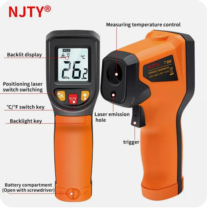 Пирометр термометр бесконтактный, цифровой инфкрасный термометр