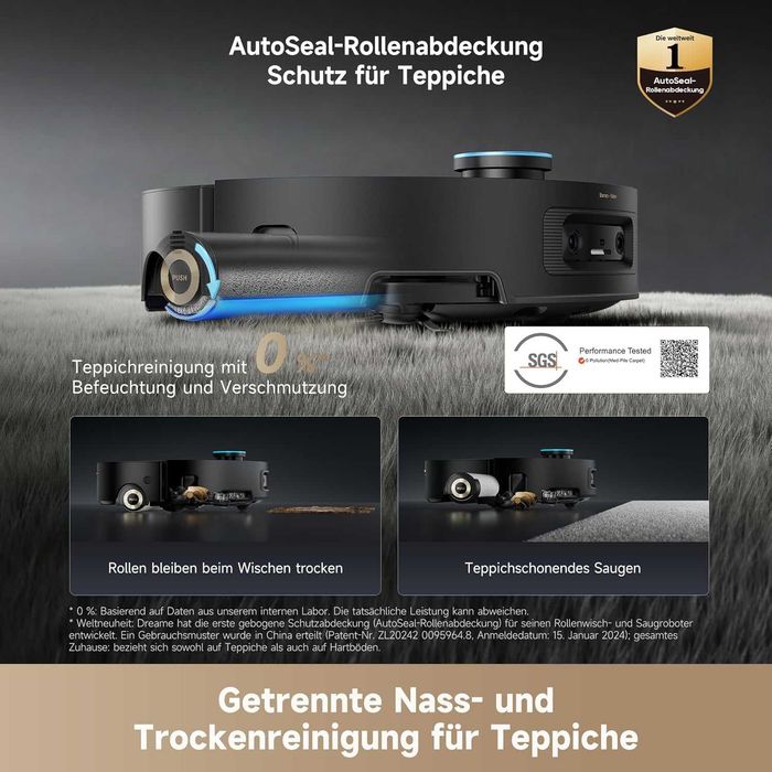 Нова 2г Гаранция Прахосмукачка Робот с Моп DREAME AQUA 10 Ultra Roller Complete, Сухо и Мокро Почистване, WI-FI, Картографиране
