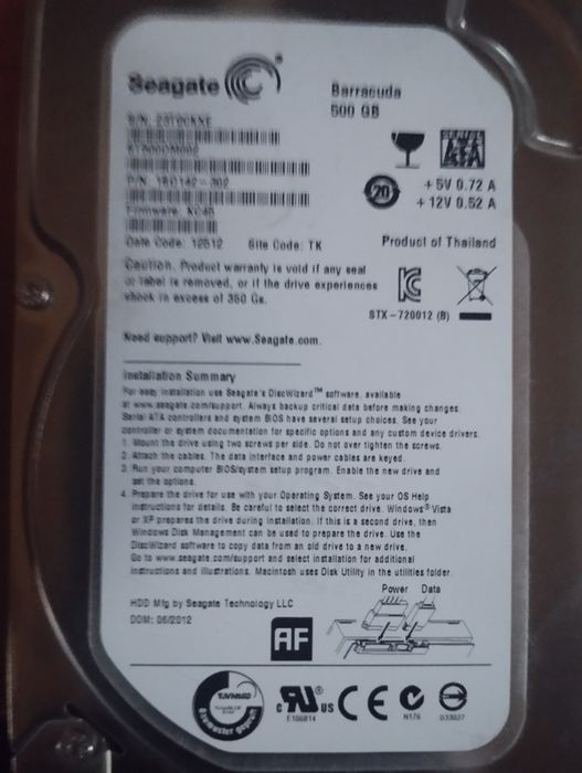 Жёсткий диск на 500  гиго ТАЙЛАНД в