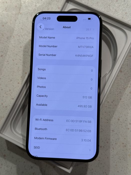iPhone 15 Pro Black 512GB – Перфектен, 90% Батерия.