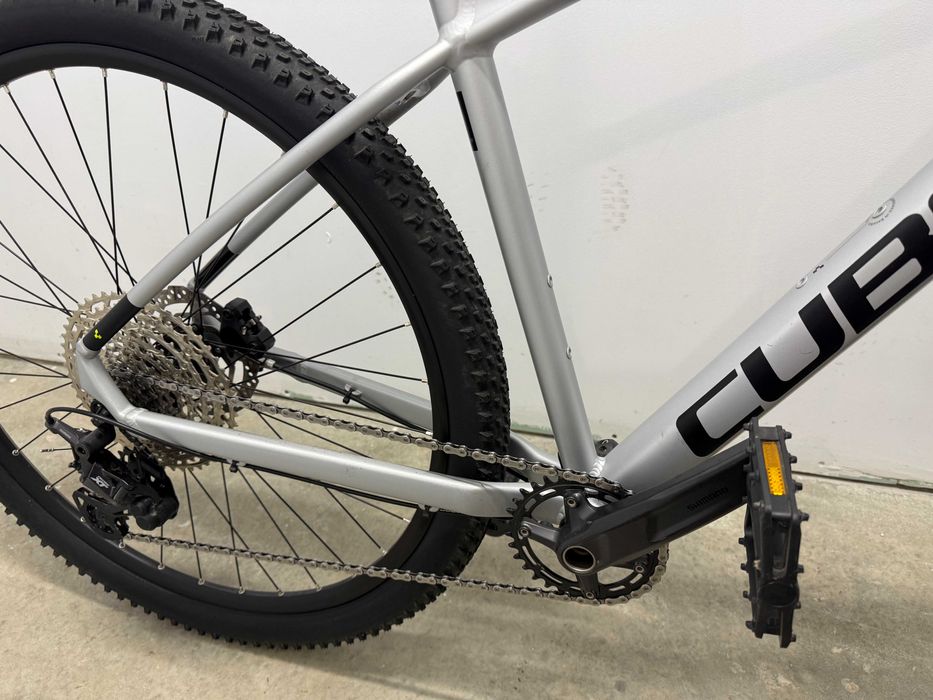 Bicicleta MTB Cube Attention SLX 2023 Silvergrey Lime marime L 20" Shimano 1x12 Furca RockShox Air