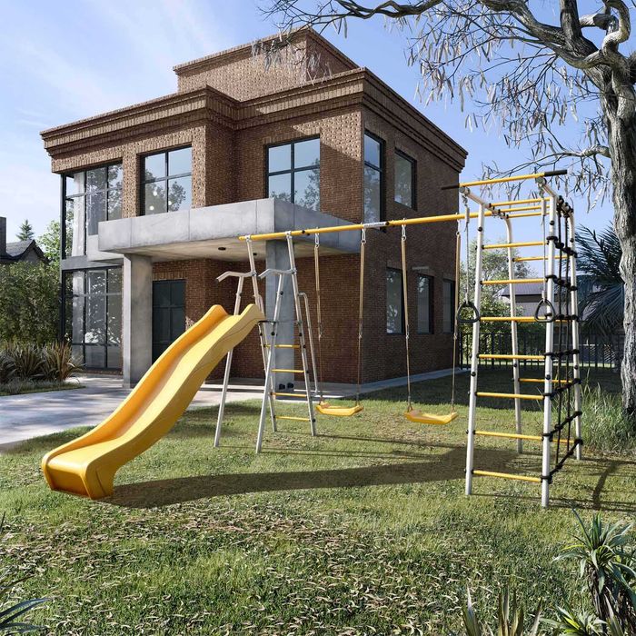 Детская площадка ROMANA Богатырь MAX Плюс-2 (пластиковые качели)