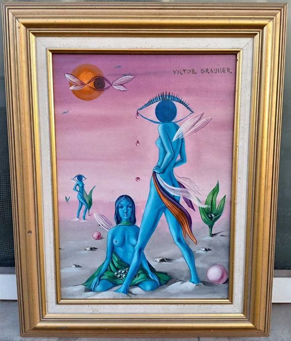 Tablou vechi - nasterea privirii - semnat Victor Brauner