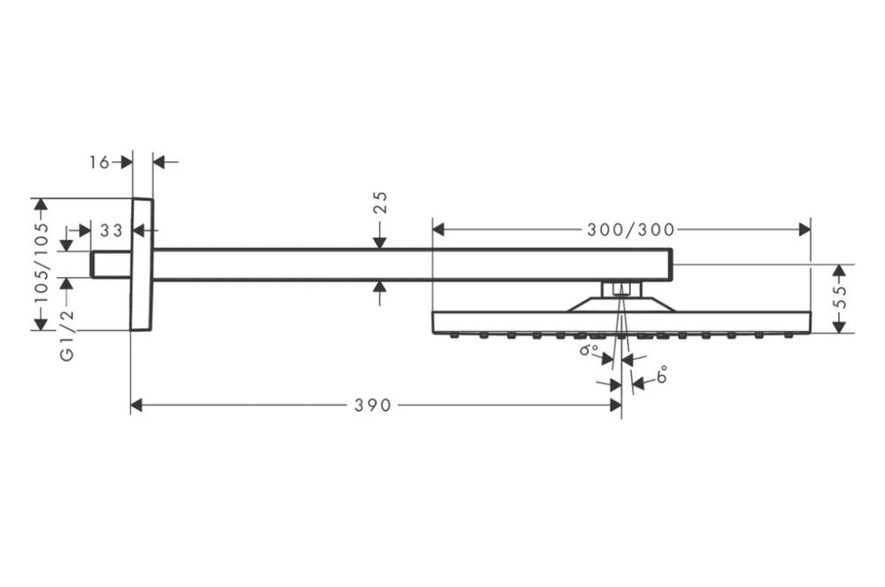 /Нова/ Душ пита 30/30 за монтаж на стена Hansgrohe Raindance 300 1jet