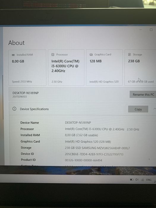 Лаптоп Lenovo T470s