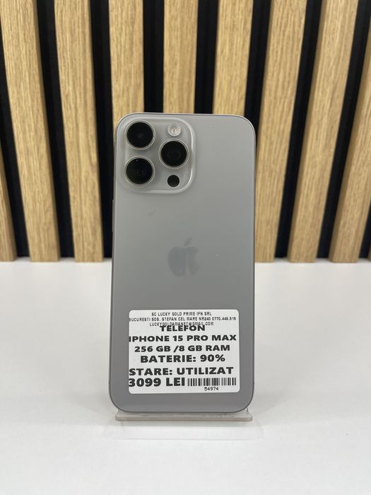 Iphone 15 Pro Max 256GB / 90% Bat FACTURA/GARANTIE #54974