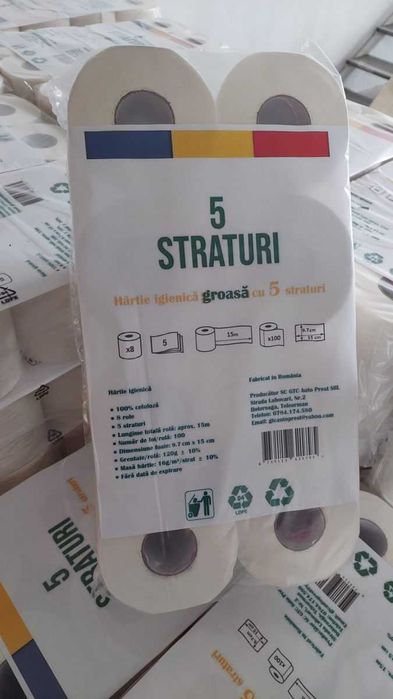 Hartie igienica 5 STRATURI 100% celuloza,pret de producator